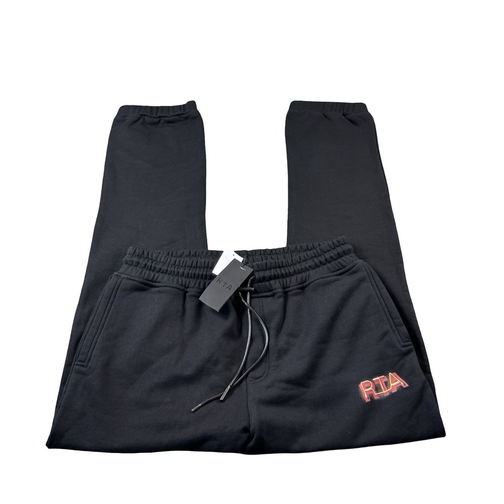 RtA Black Heavy Cotton Graphic Call RTA Mens Jogger Pant Size Medium NWT